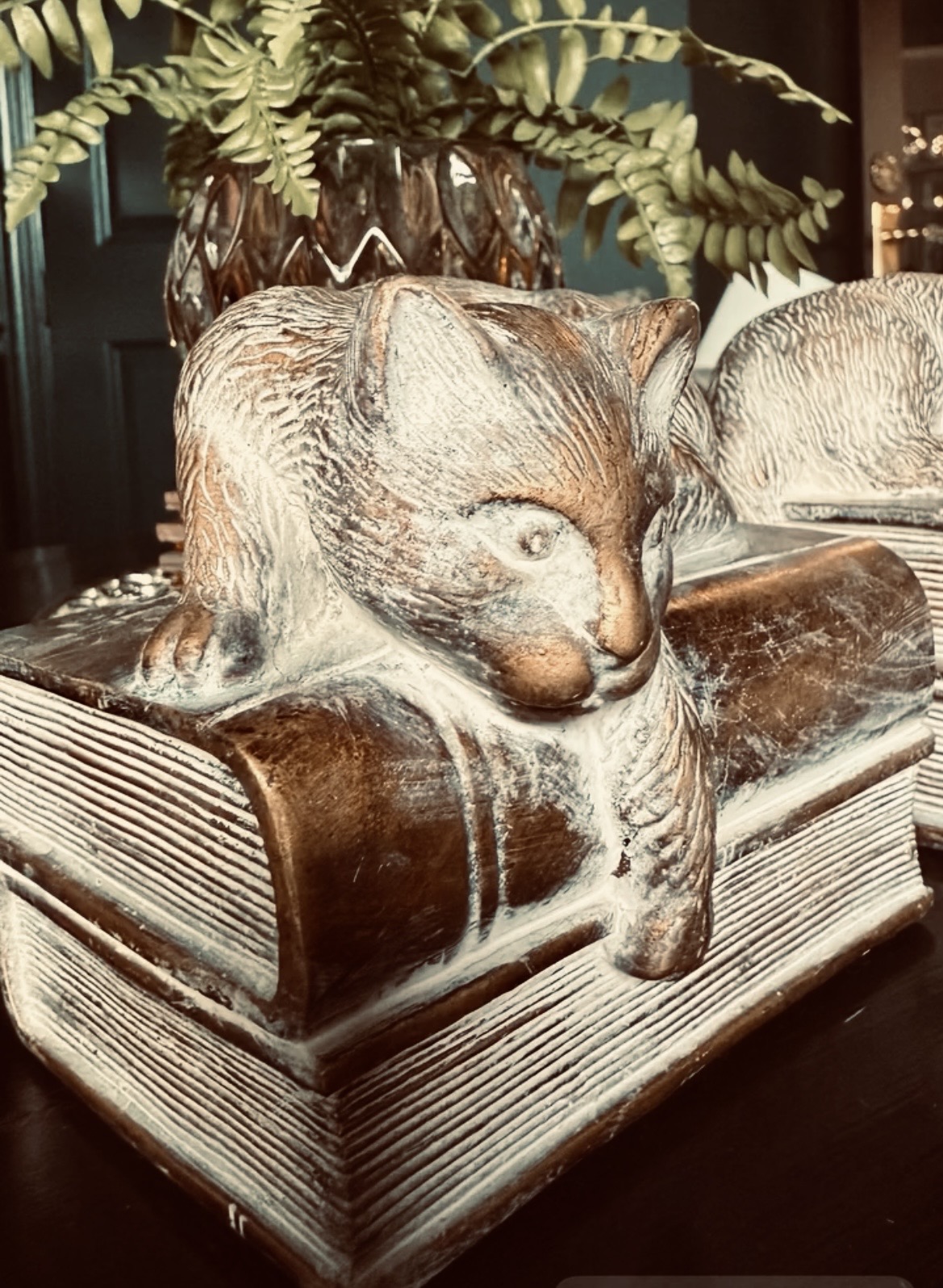 Cast Stone Cat Bookends