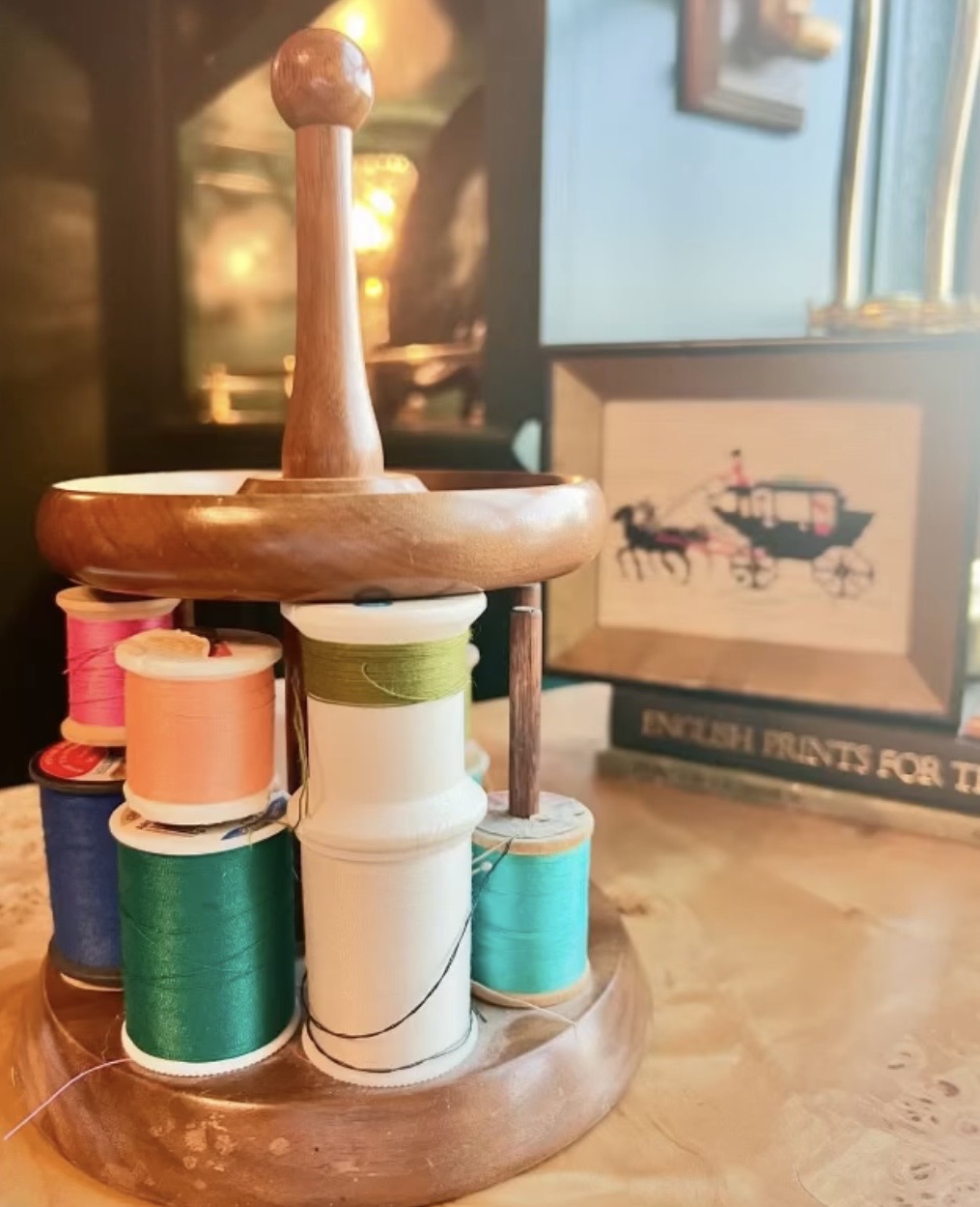 Turned Wood Sewing Spool Caddy